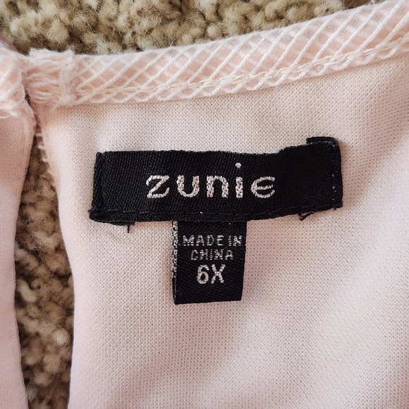 Zunie girls sheer overlay shift dress Size 6x Color pastel pink - Picture 2 of 6